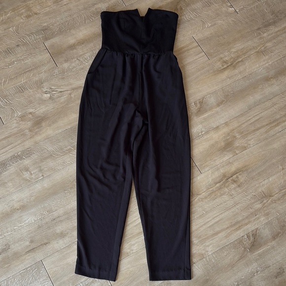 Guess Pants - GUESS Black Jumpsuit Strapless Smoked Back Pockets Size Large
